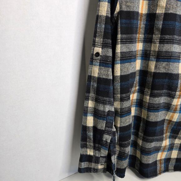 Burnside, Blue and Grey Flannel, Hard Truth Distilling Embroidered, Mens Lg - Picture 3 of 10